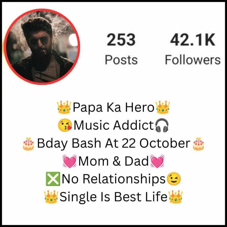 Instagram bio with emoji