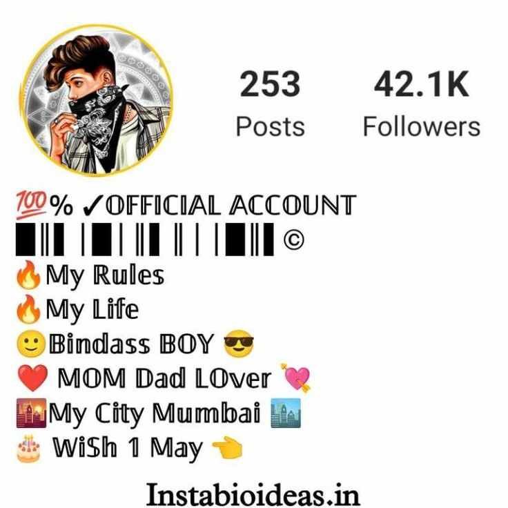 Instagram bio with emoji