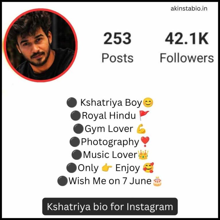 Kshatriya bio for Instagram