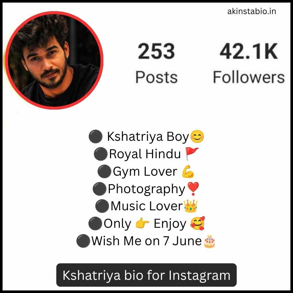 Kshatriya bio for Instagram