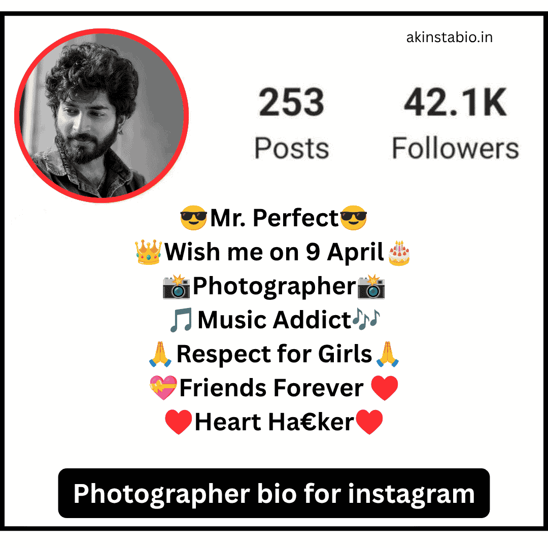 Photographer bio for instagram